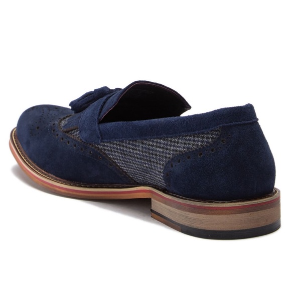 VINTAGE FOUNDRY The Suede & Textile Bianchi Tassel Slip On Loafer Shoe, Navy main image 4